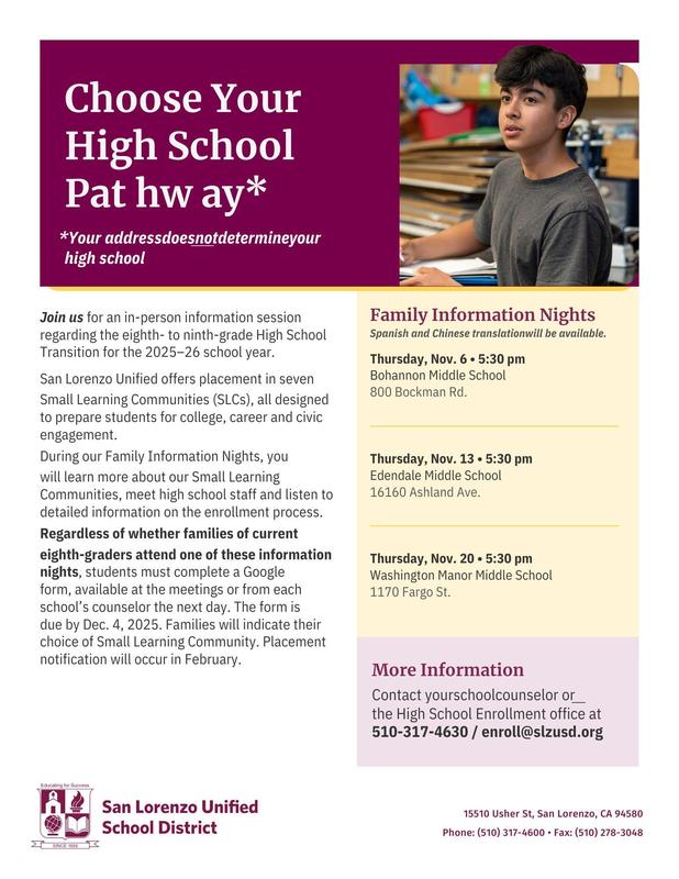 Small Learning Community (SLC) High School Info Night Featured Photo