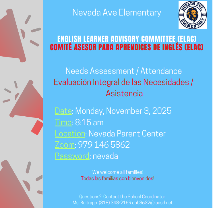 ELAC Meeting on 11/3/2025