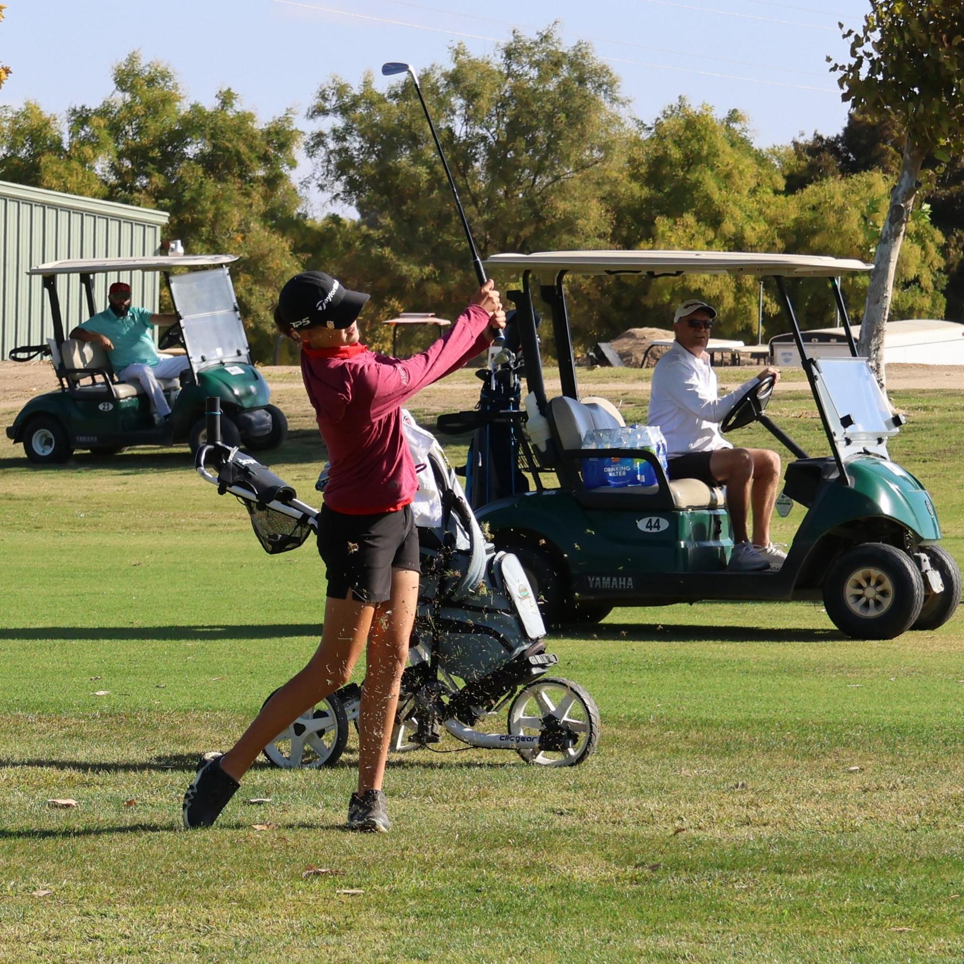Girls golfers in action at the championships