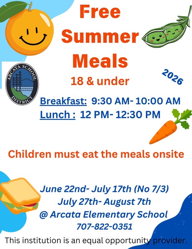 ASD Summer Meals flier in English outlining when and where meals will be served.