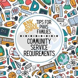 graphic that says "community service hour requirements"