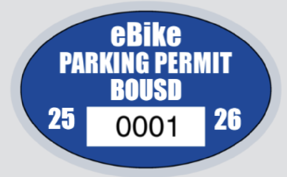 a Decal of the BOUSD eBike Parking Permit 