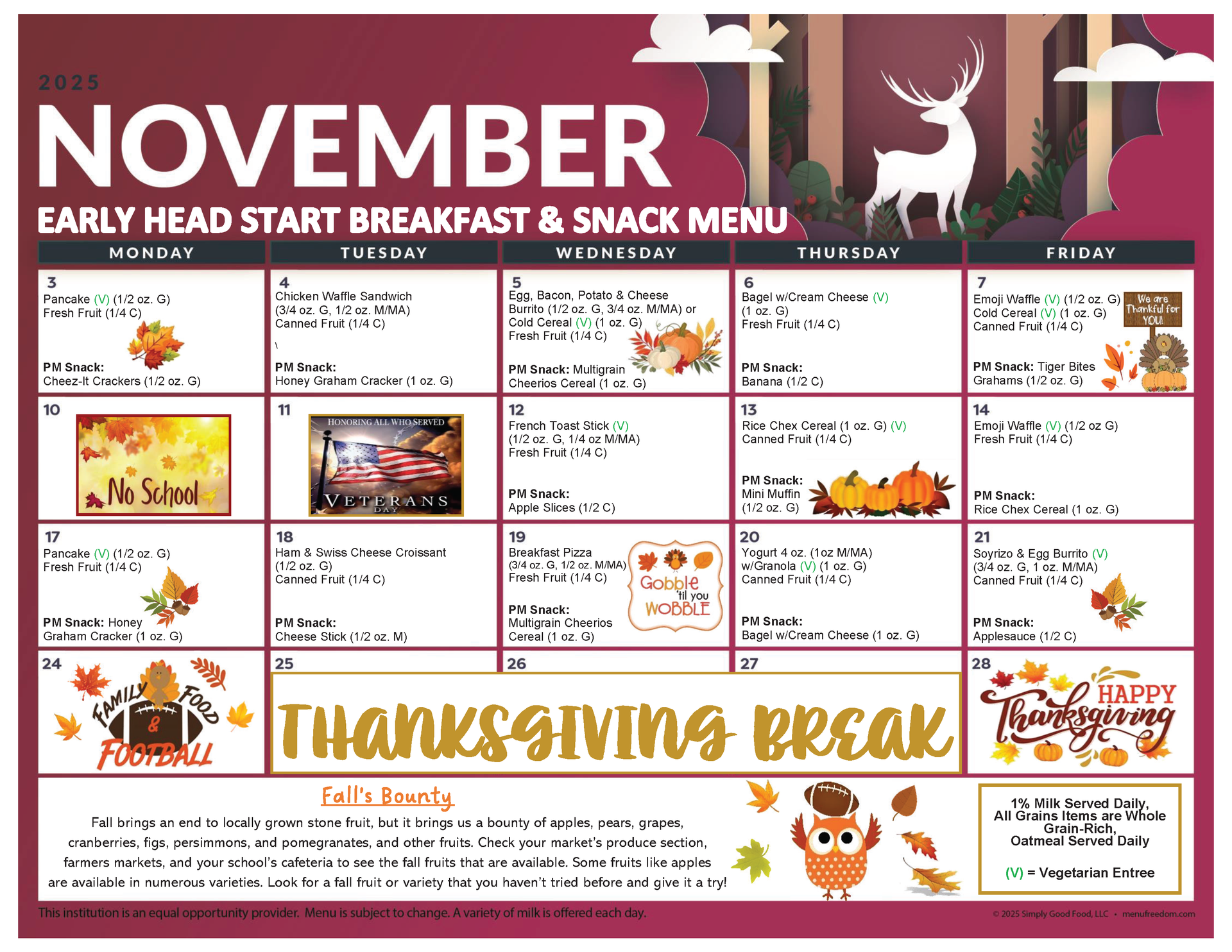 Early Head Start Breakfast & Snack Menu (click to view)