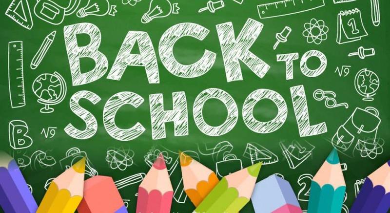 back to school chalkboard with pencils