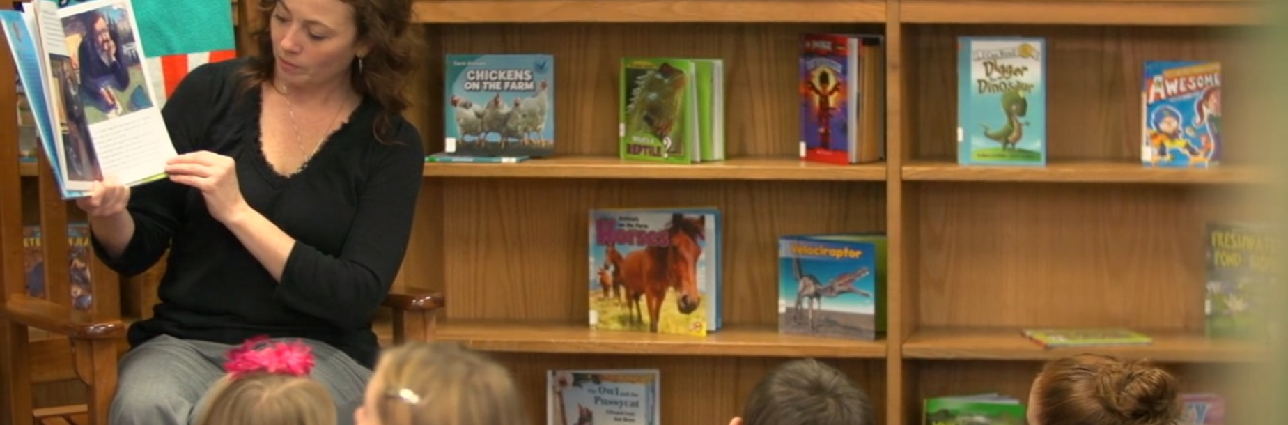 Media Specialist reading to students.