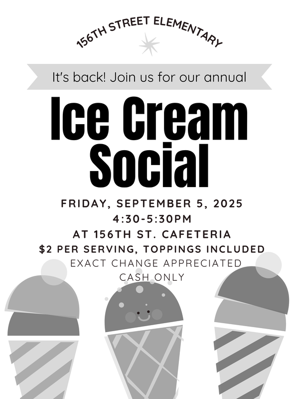Ice Cream Social on 9/5/25 from 4:30 pm to 5:30 pm