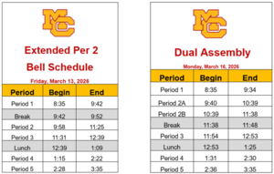 Bell Schedules 3.13.26 and 3.16.26