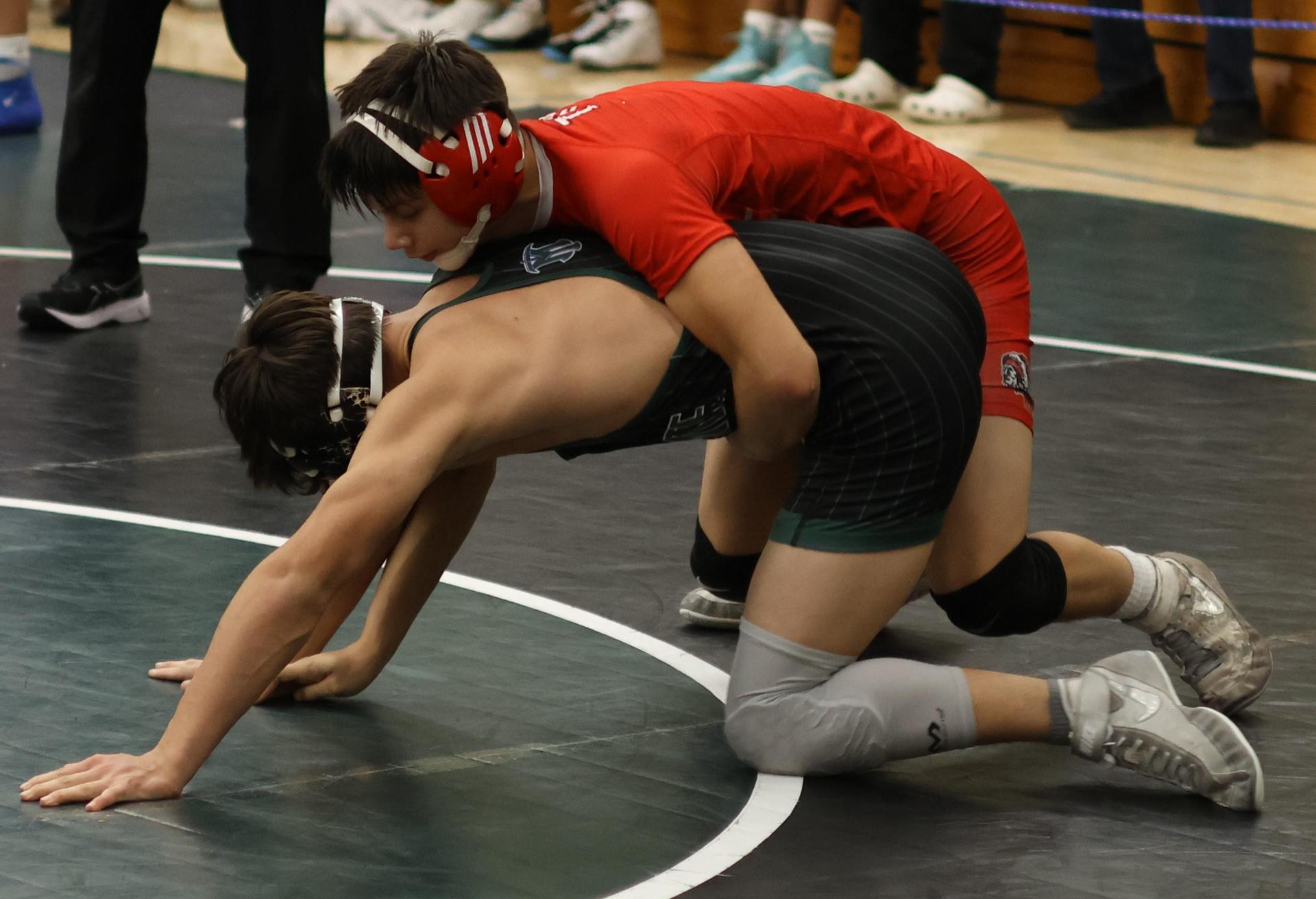Boys wrestling in the Liberty Duals event 149