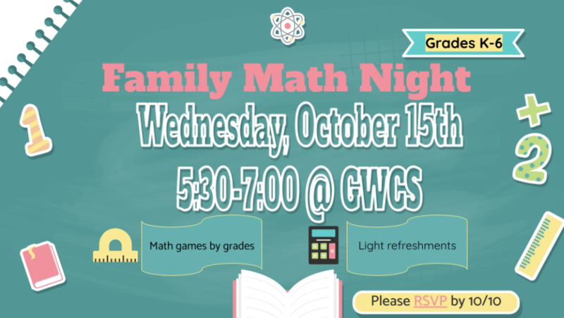 Join us for Family Math Night on Wednesday, October 15th! Featured Photo