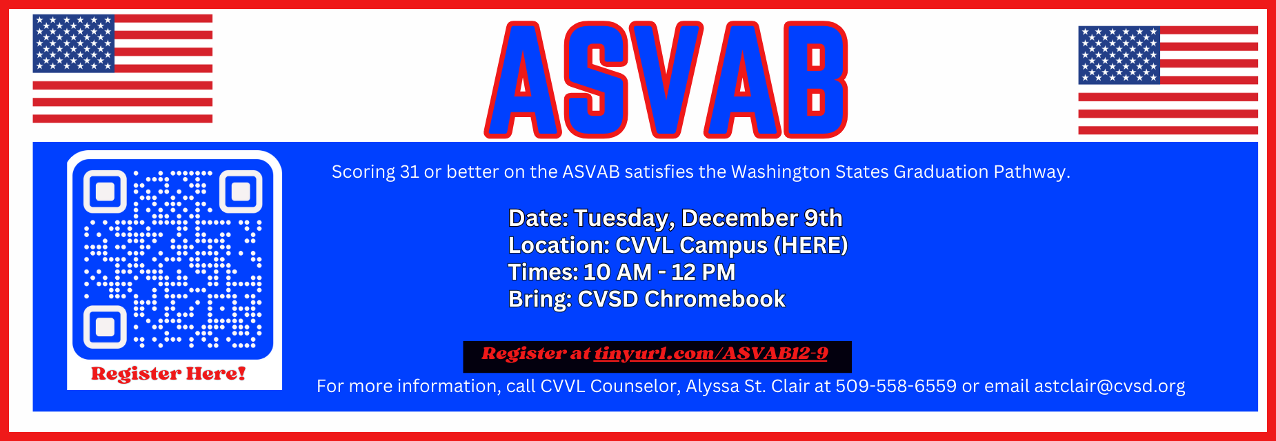 Take the ASVAB at CVVL on Dec. 9th