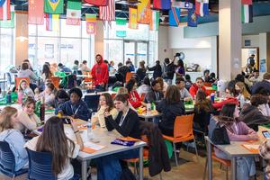 Students gather in the cafeteria