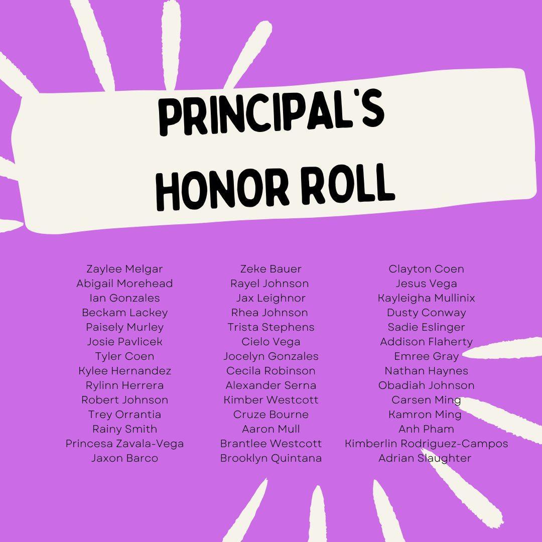 Principal s Honor Roll Goodwell Public Schools