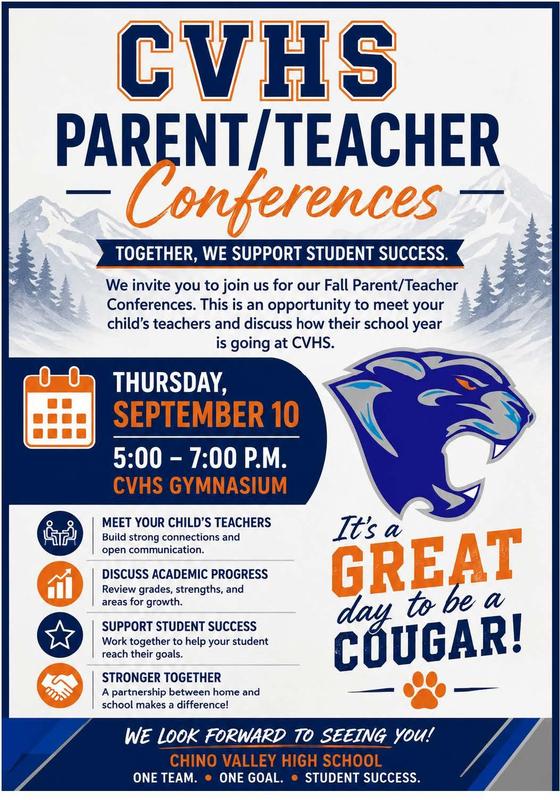 flyer for parent teacher conferences - info in text box