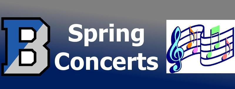 Image of B logo with text that says Spring Concerts