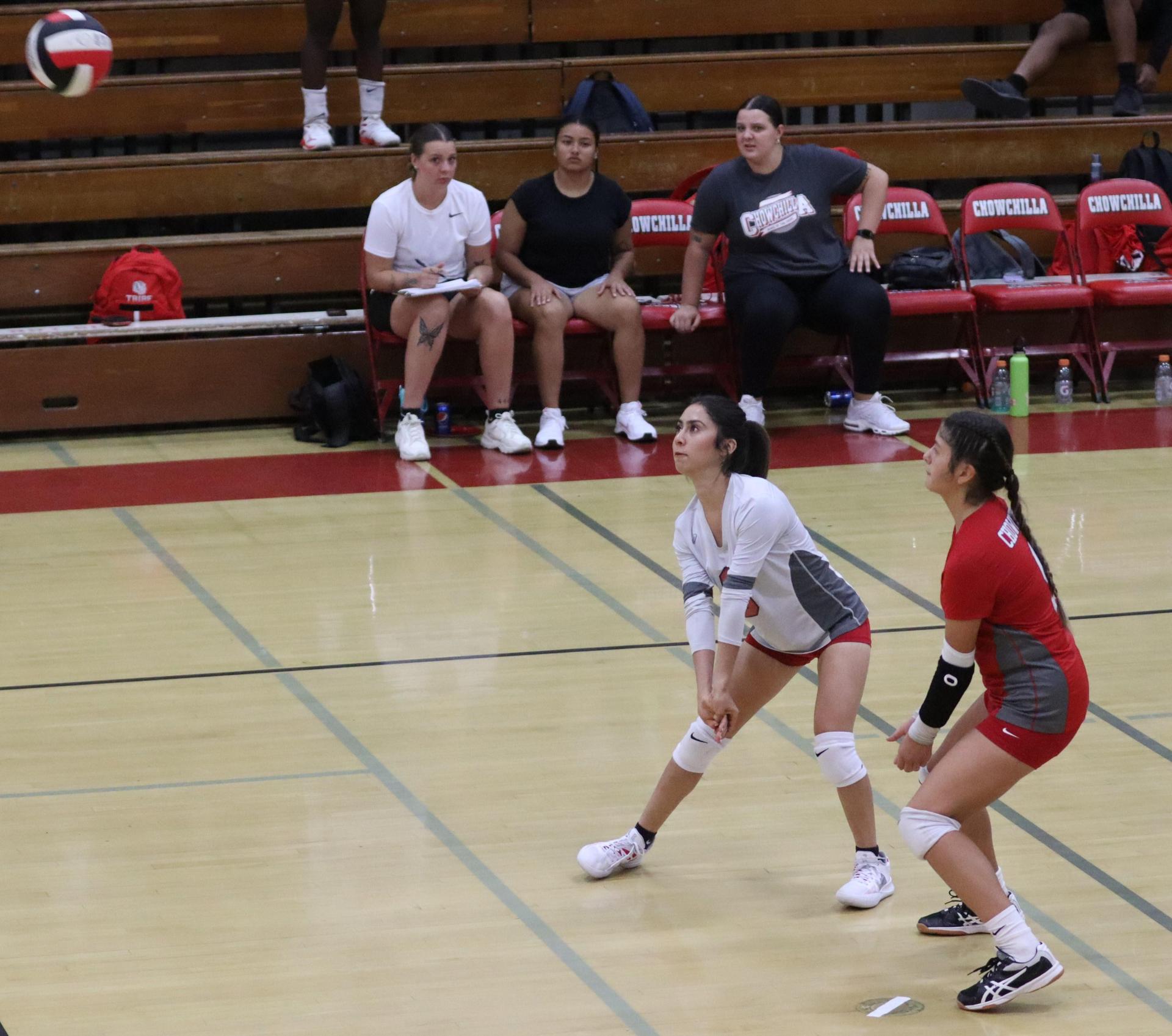 junior varsity girls playing volleyball against Mendota