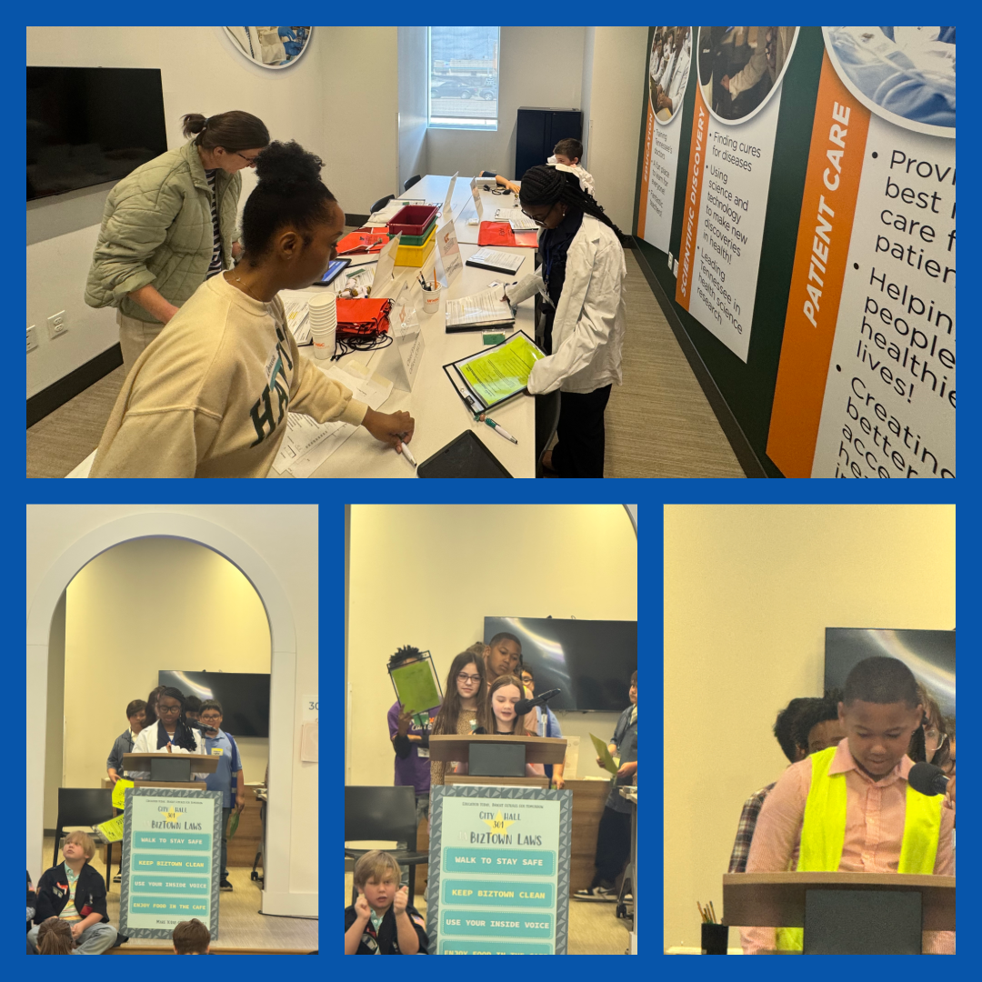 Students collaborate on activities and present ideas during a hands-on civic learning program.