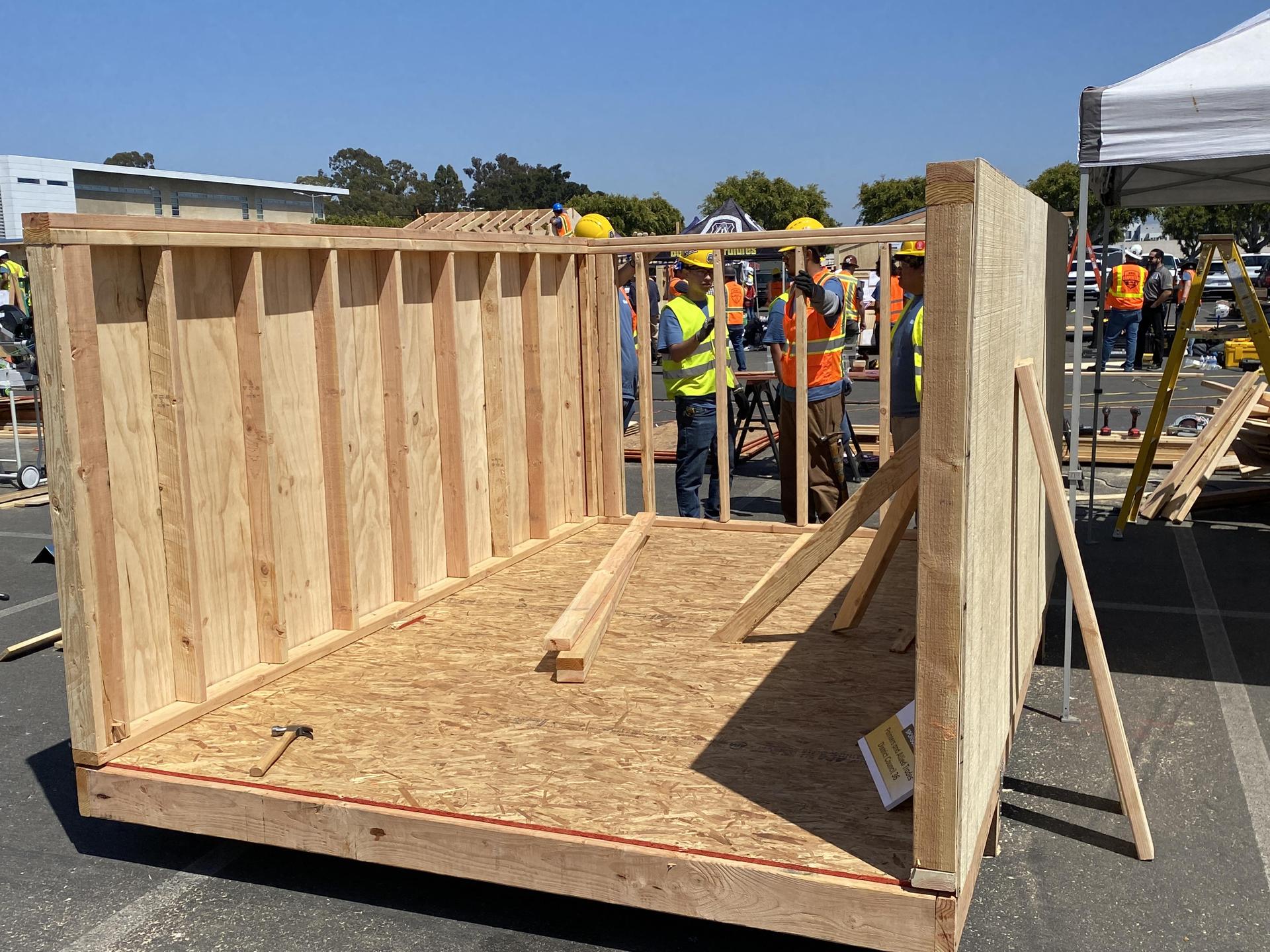 students putting up walls