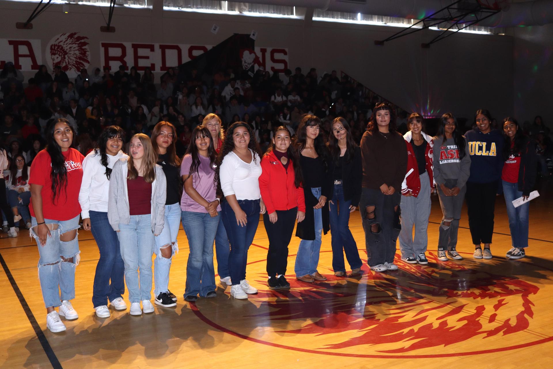 Students and staff enjoying the fall sports rally
