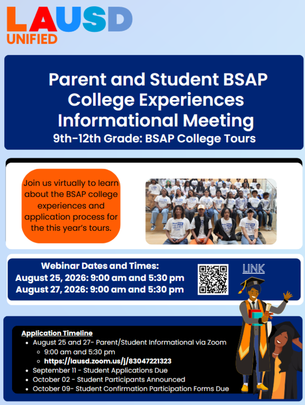 Parent and Student BSAP College Experiences Informational Meeting Featured Photo