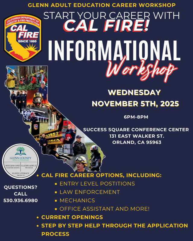 Flyer for Cal Fire Informational Workshop