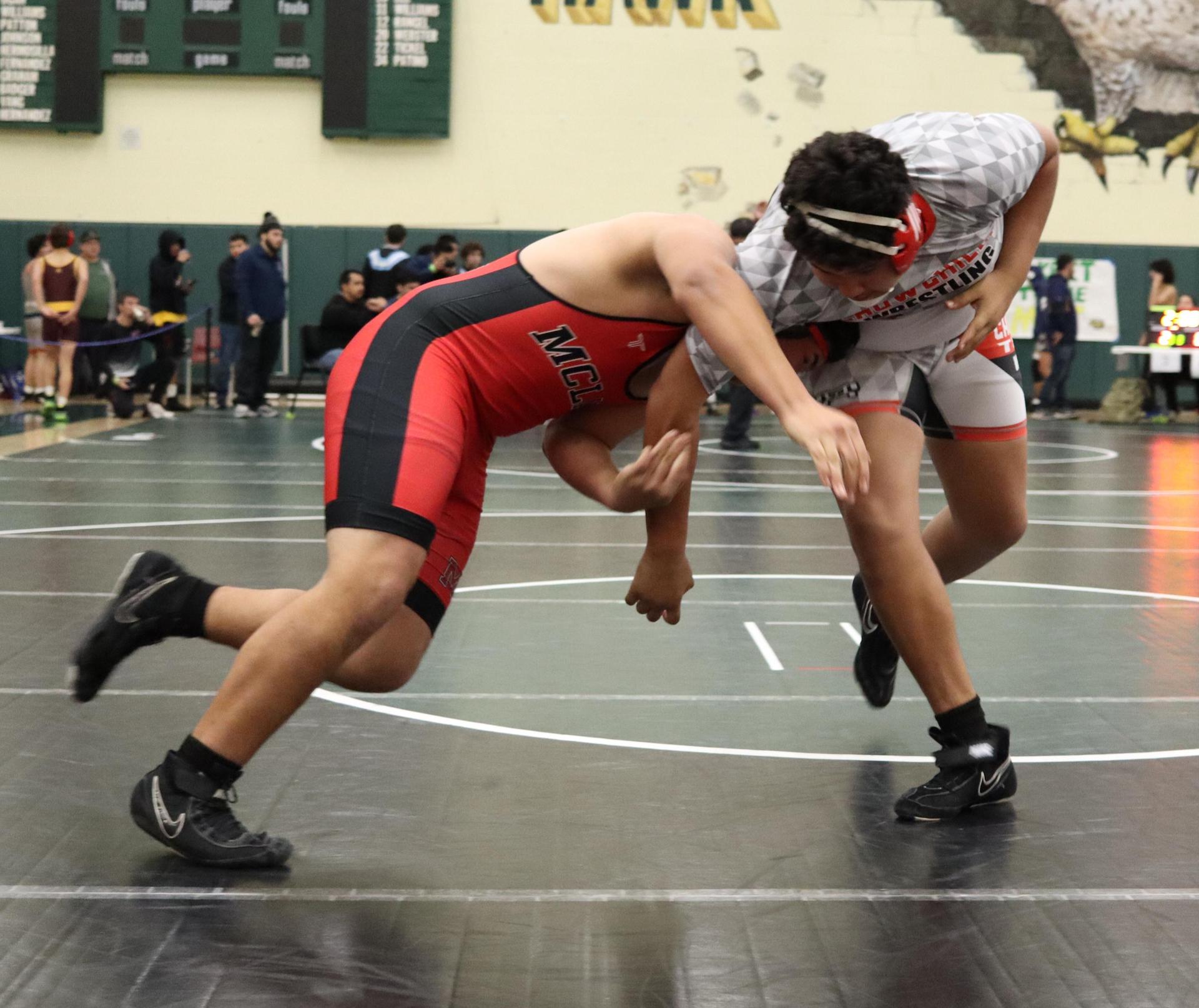 wrestlers in action at the Hawks invitational