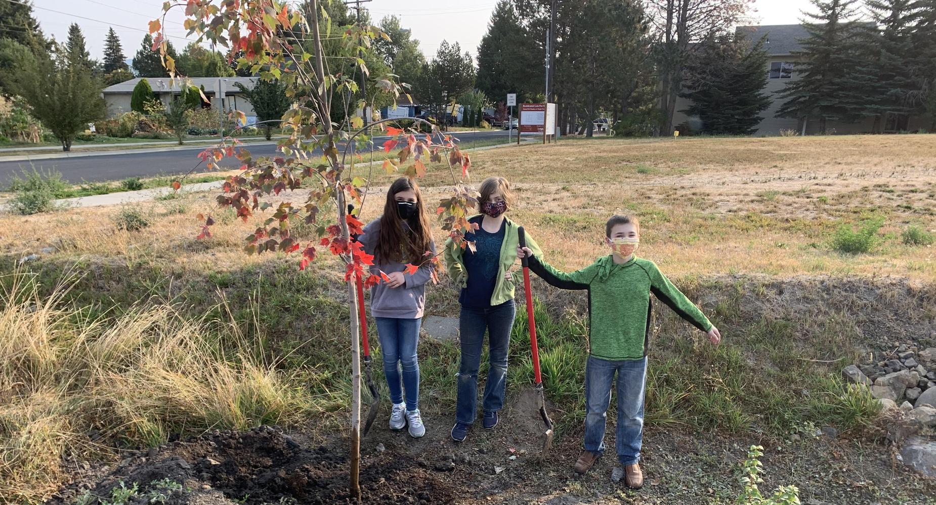 8th Graders planting trees