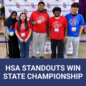 Students pose with trophy after competition
