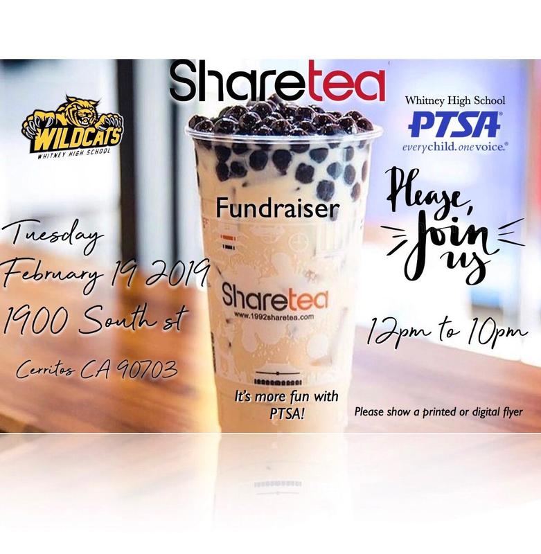 ShareTea PTSA Fundraiser on 2/19/19 from 12pm to 10 pm Featured Photo