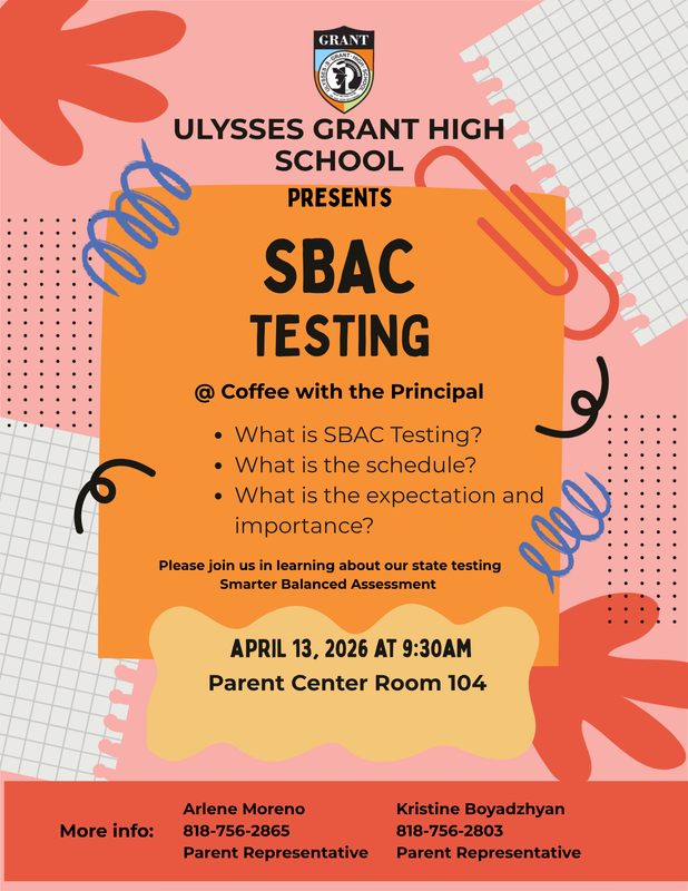 SBA Testing Workshop @ Coffee with the Principal, Monday, April 13, 2026 | 9:30 AM @ Parent Center Featured Photo