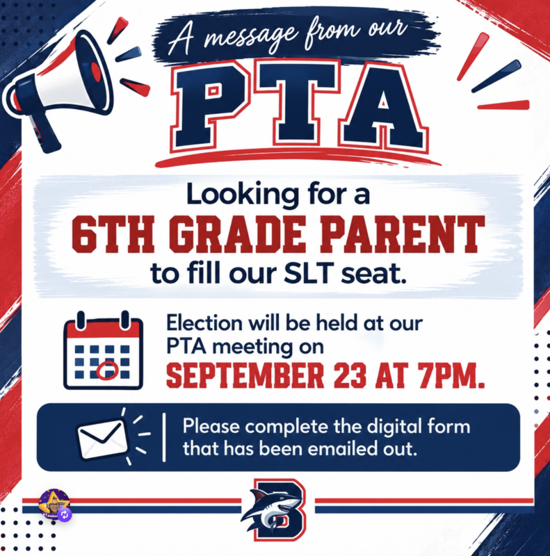 6th grade parent for SLT Announcement