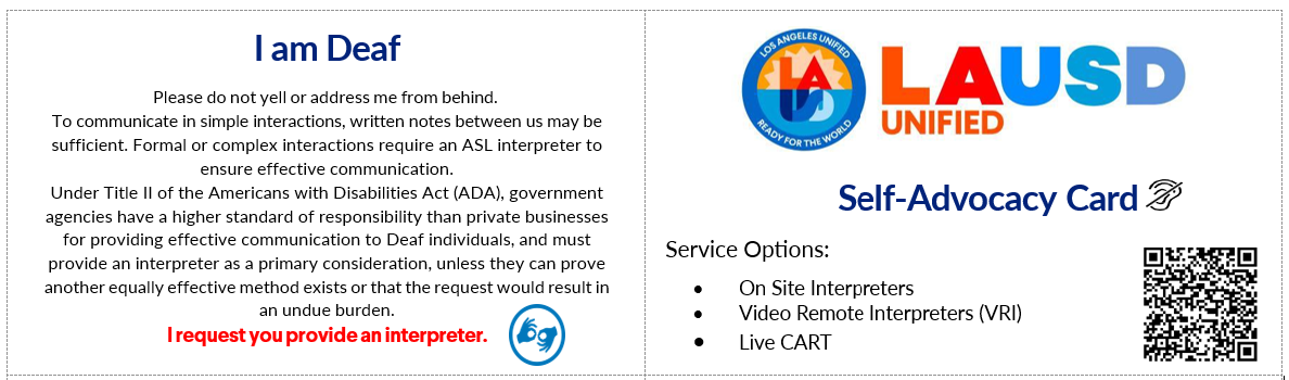 Self advocacy card