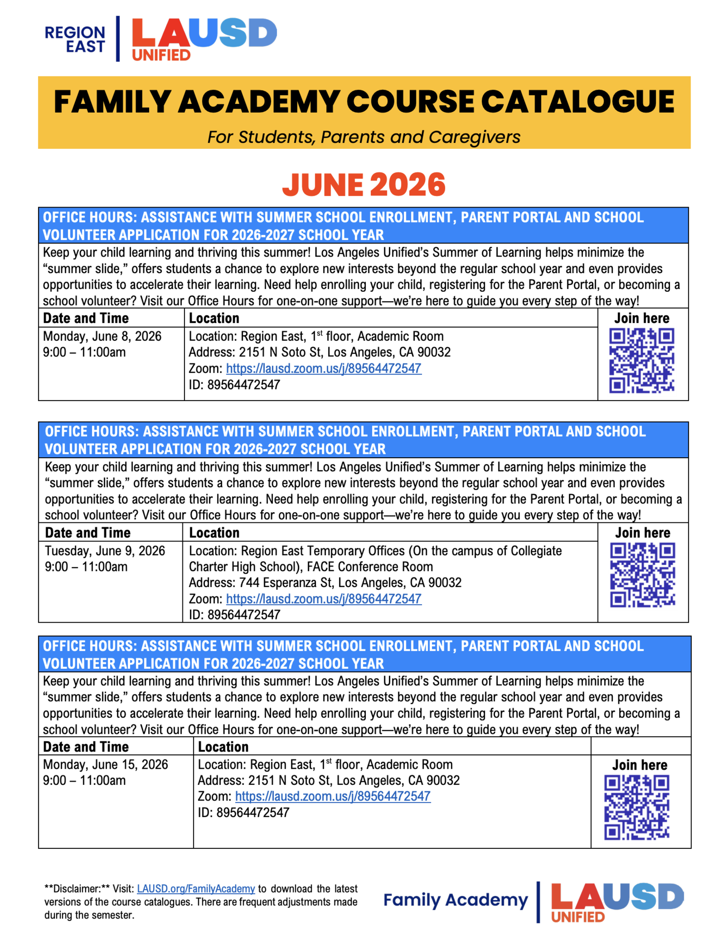 Family Academy Course Catalogue