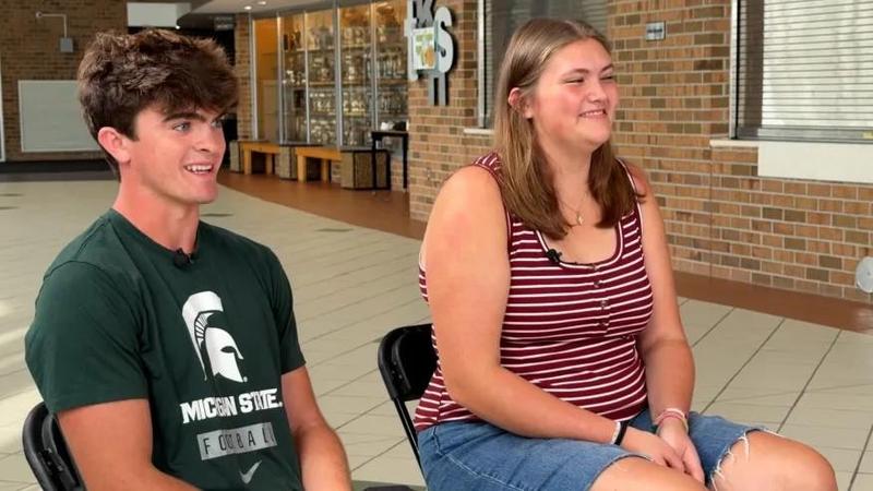Parker Dahley and Morela Gielincki are interviewed by WOOD TV 8 about Hope Squad.