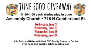 flyer with dates to get free food in June on Wednesdays