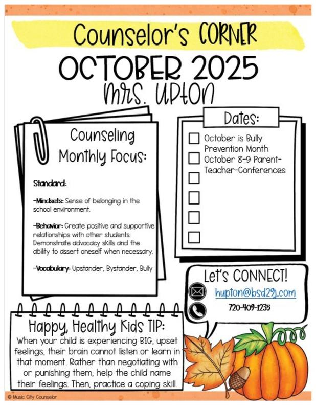 Counselor's Corner information