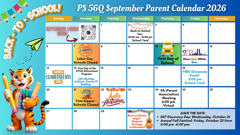 September Parent Calendar (English)