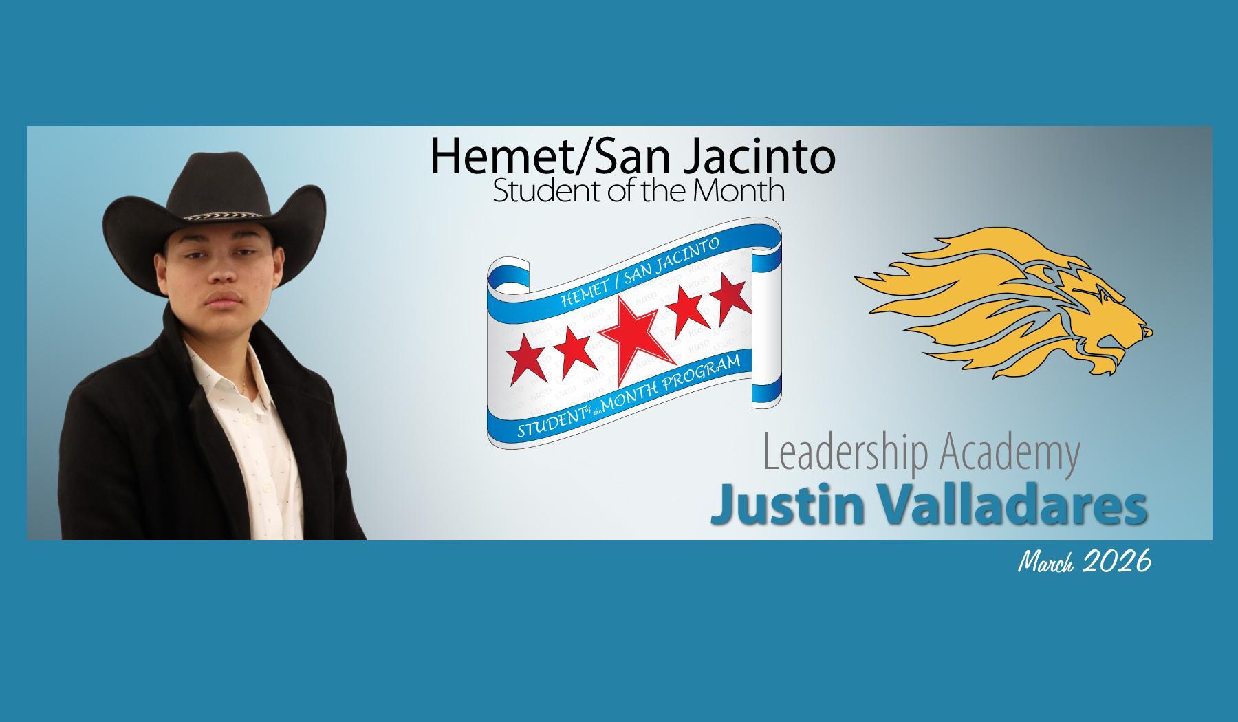 Student of the Month - Justin Valladares