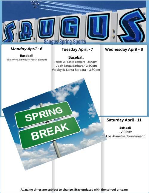 Sports This Week! - Spring Break