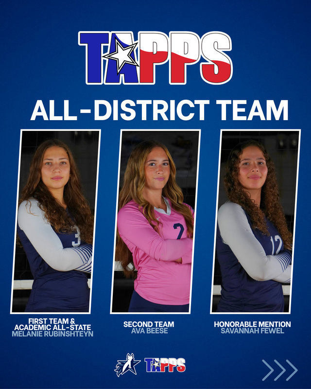Three Rangers Earn TAPPS All-District Volleyball Honors