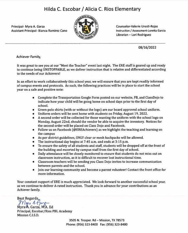 Parent Welcome Letter Featured Photo