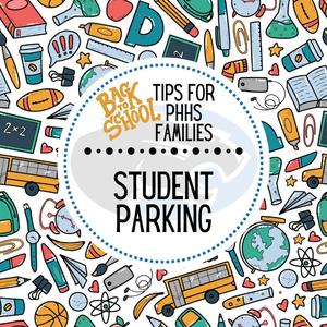 graphic that says "student parking"