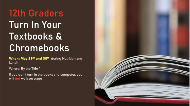 12th Grade- Textbooks and Computers Returning Days