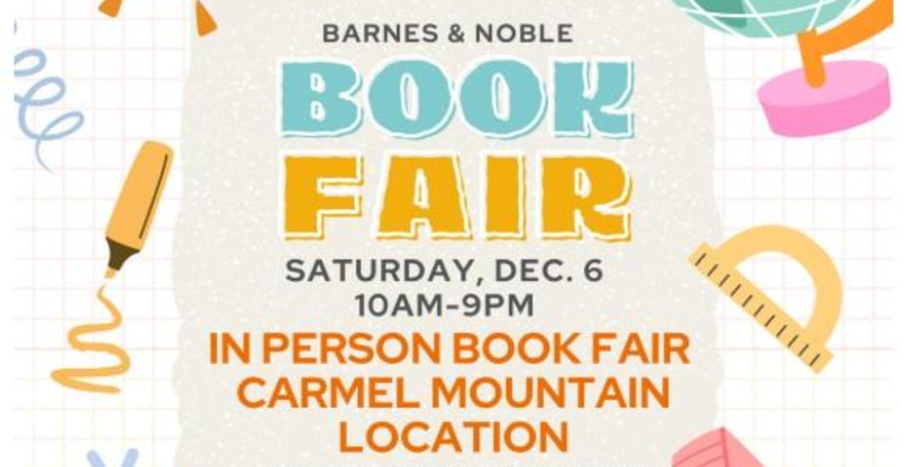 Barnes & Noble Bookfair 12/6, 10am-9pm