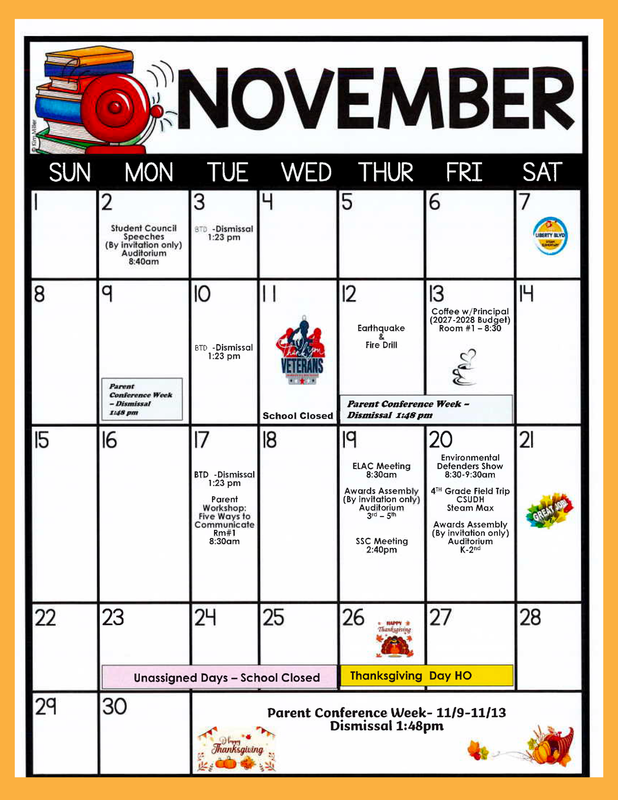 English Calendar