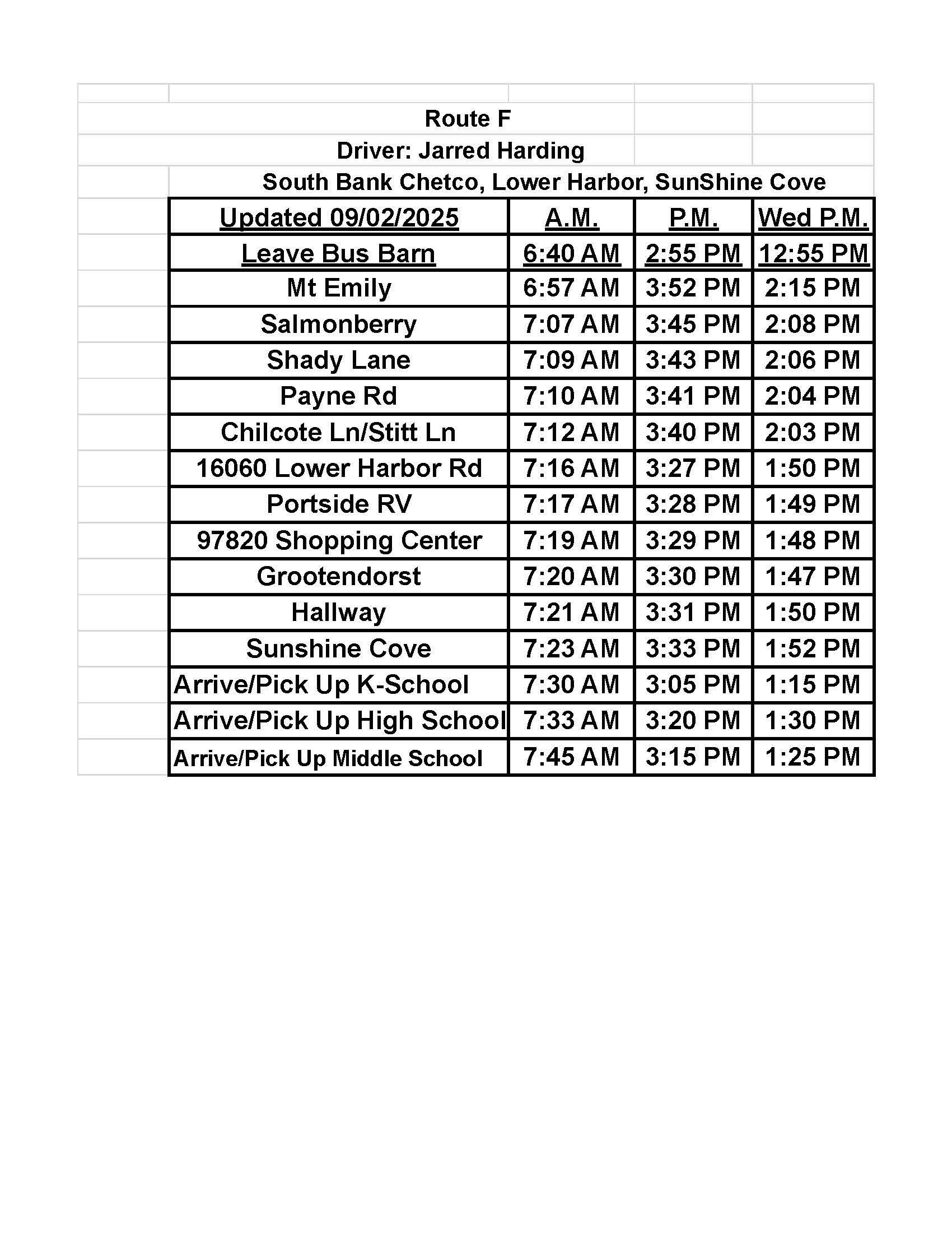 Route F updated 10 22 2025