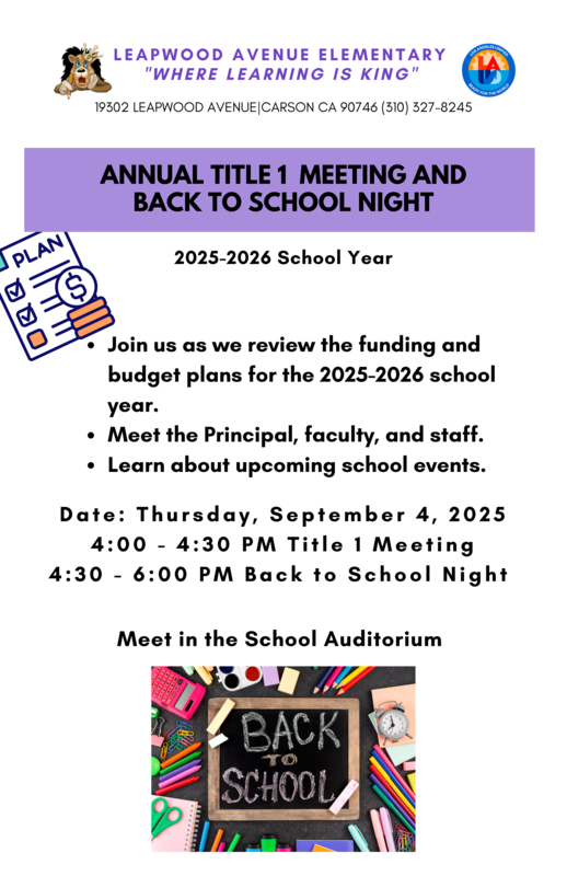 title 1 meeting & back to school night