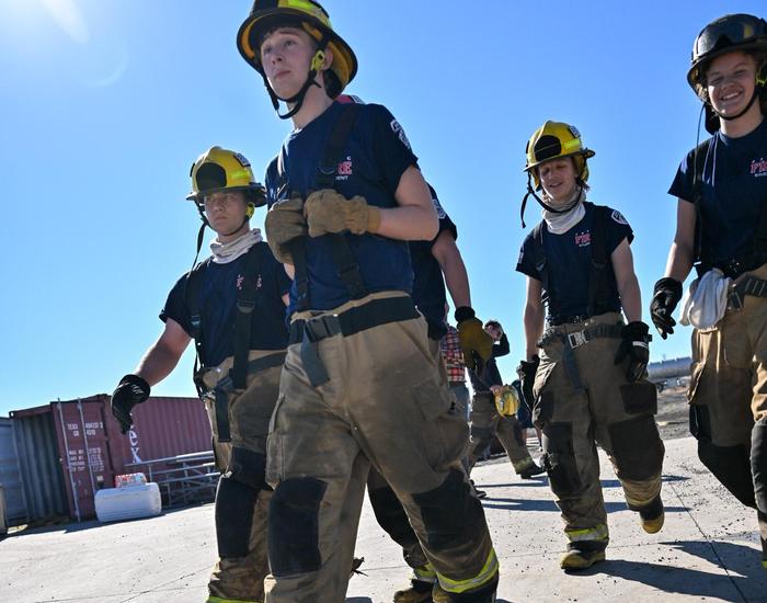 fire fire students walking
