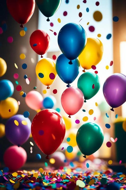 Balloons and confetti