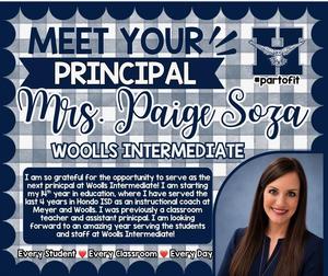 Meet the principal, Mrs. Paige Soza.