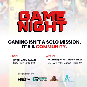 promo graphic - Hands of Hope Game Night at GRCC - Jan. 2026